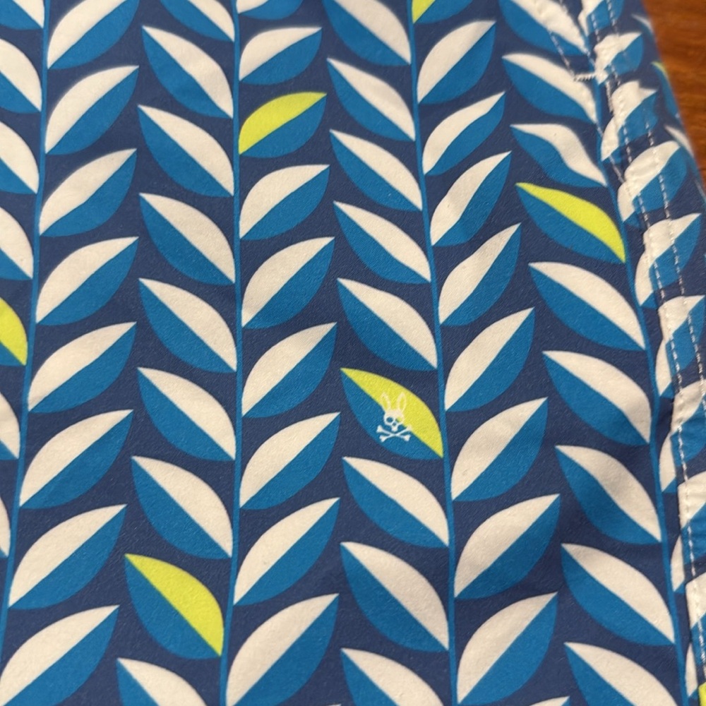 Psycho Bunny Kids Swim Trunks with Blue and Green Pattern - Picture 4 of 8